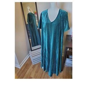 Woman Within Emerald Green Velvet Maxi Dress 18W